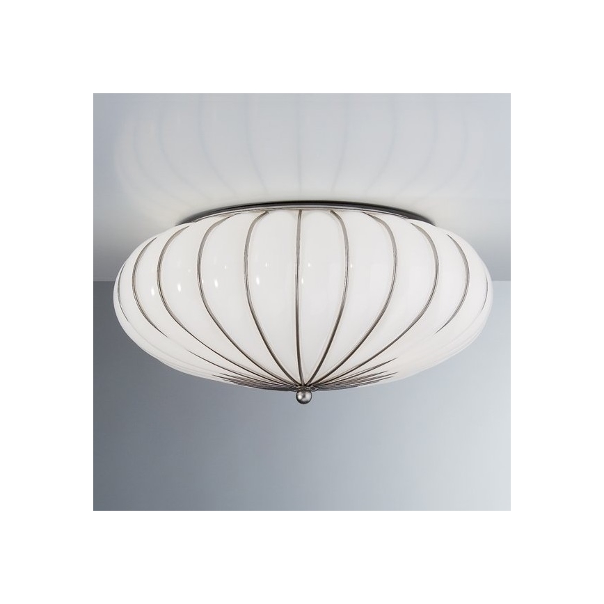 SIRU - Loftlampe GIOVE 3xE27/60W/230V diameter 48 cm krom/hvid Venetian glas
