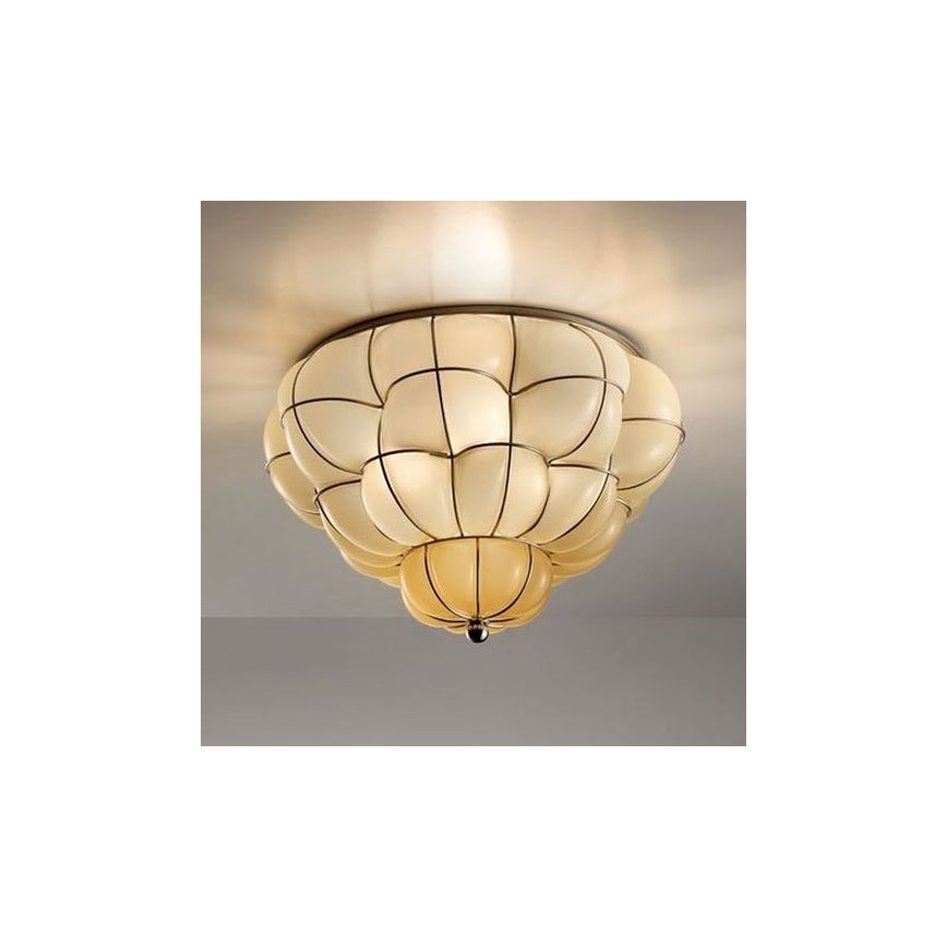 SIRU - Loftlampe POUFF 3xE27/60W/230V krom/beige Venetian glas