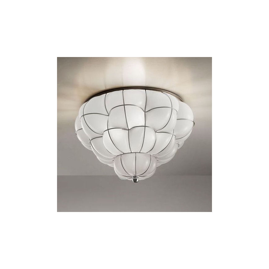 SIRU - Loftlampe POUFF 3xE27/60W/230V krom/hvid Venetian glas