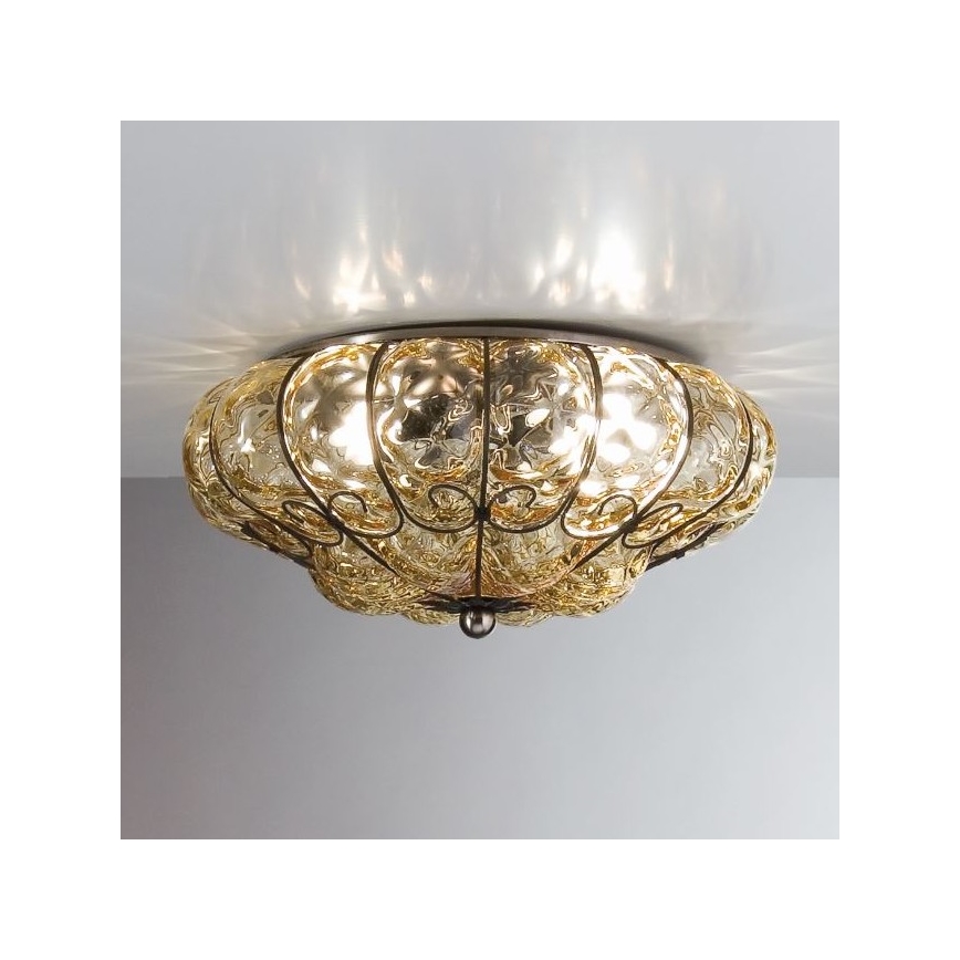 SIRU - Loftlampe SOLE 3xE14/40W/230V diameter 31 cm beige/krom Venetian glas