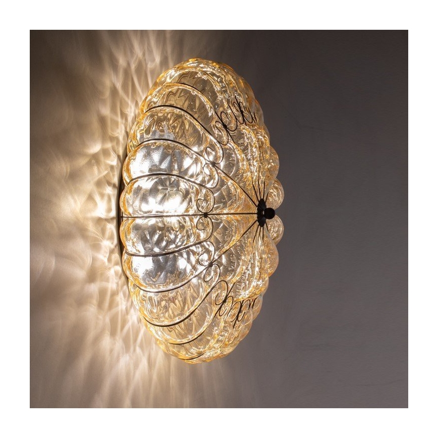 SIRU - Loftlampe SOLE 3xE14/40W/230V diameter 31 cm beige/krom Venetian glas