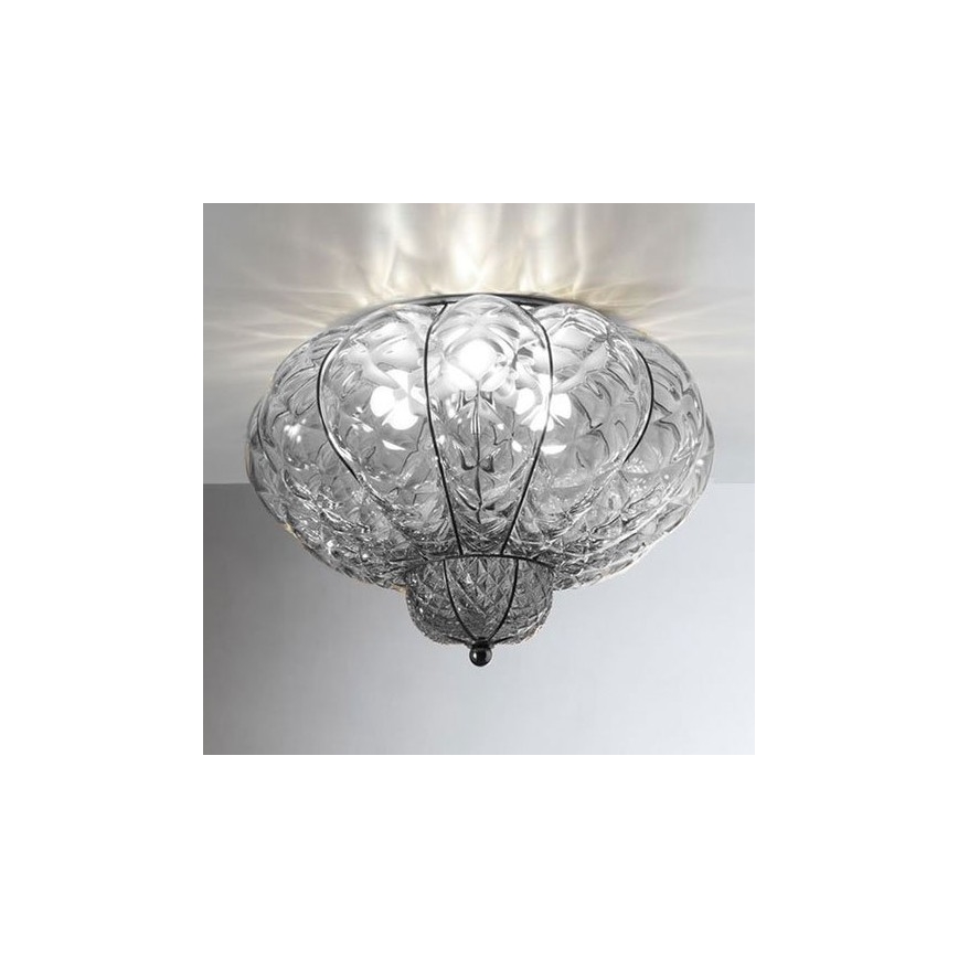 SIRU - Loftlampe SULTANO 3xE14/40W/230V diameter 34 cm transparent/sort Venetian glas