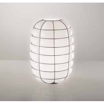 SIRU - Væglampe LANTERNA 1xE27/60W/230V sort/hvid venetiansk  glas