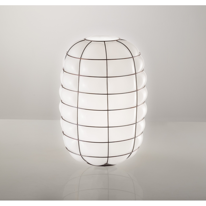 SIRU - Væglampe LANTERNA 1xE27/60W/230V sort/hvid venetiansk  glas