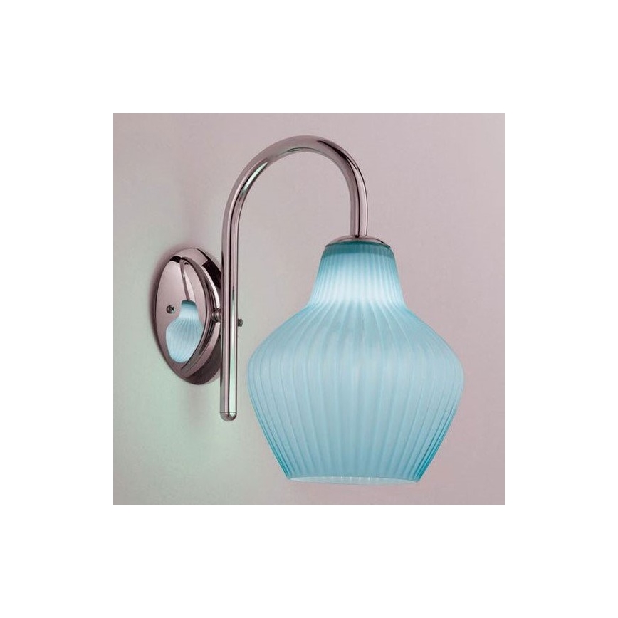 SIRU - Væglampe LONDON 1xE27/60W/230V blå/skinnende krom venetiansk glas