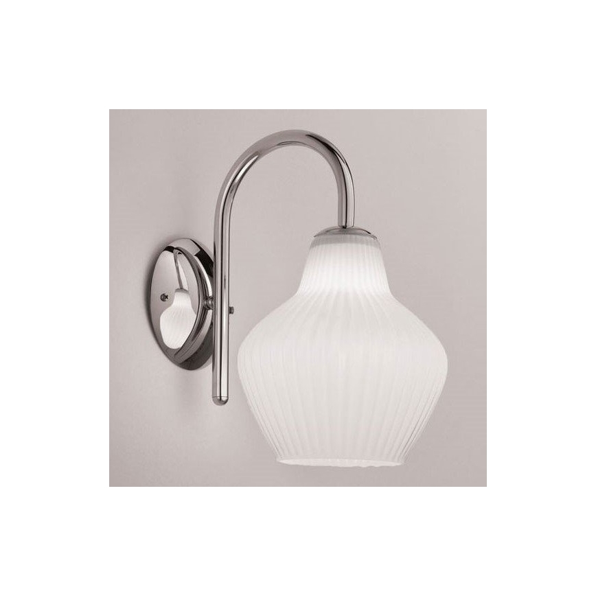 SIRU - Væglampe LONDON 1xE27/60W/230V hvid/skinnende krom venetiansk glas