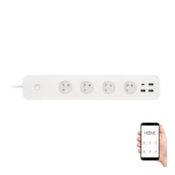 Smart extension kabel med kontakt 1,5 m 4Z + 4xUSB Wi-Fi