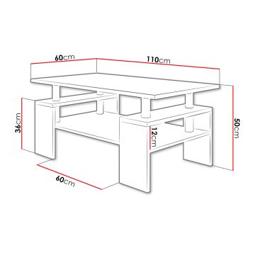 Sofabord CUBE 50x110 cm brun