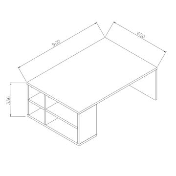 Sofabord DEFNE 34x90 cm hvid