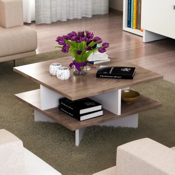 Sofabord HAMTON 31,2x60 cm brun/hvid