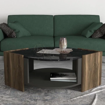 Sofabord MARBEL 40x75 cm brun/sort