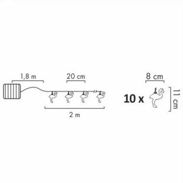 Soldrevet LED lyskæde 10xLED 3,8 IP44 flamingo