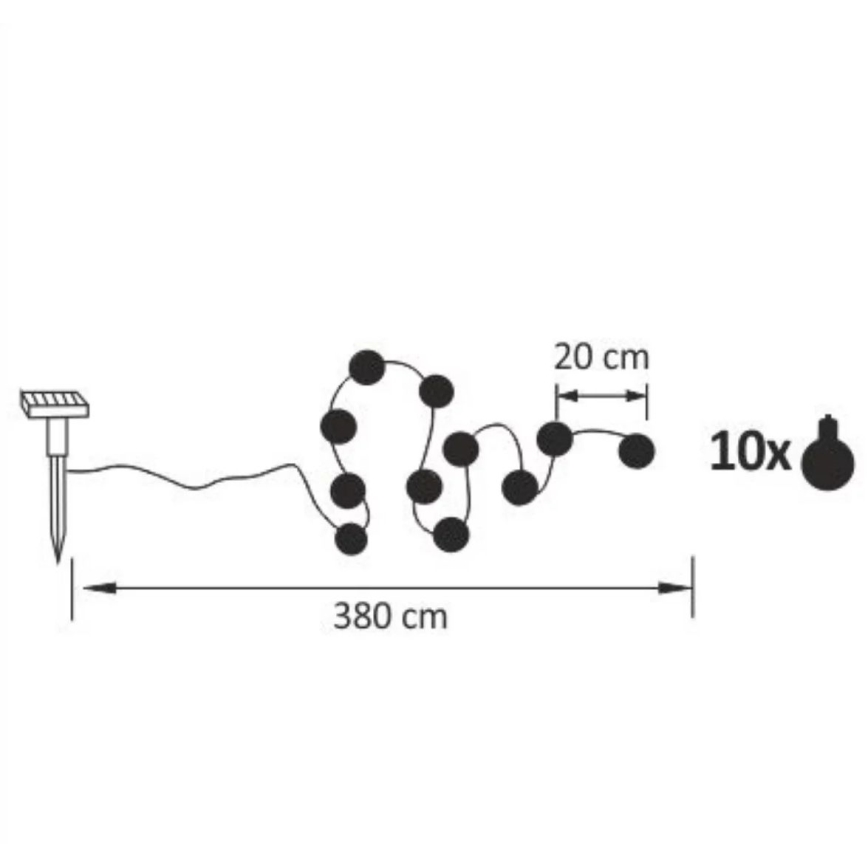 Soldrevet LED lyskæde LED/1,2V 3,8 m IP44