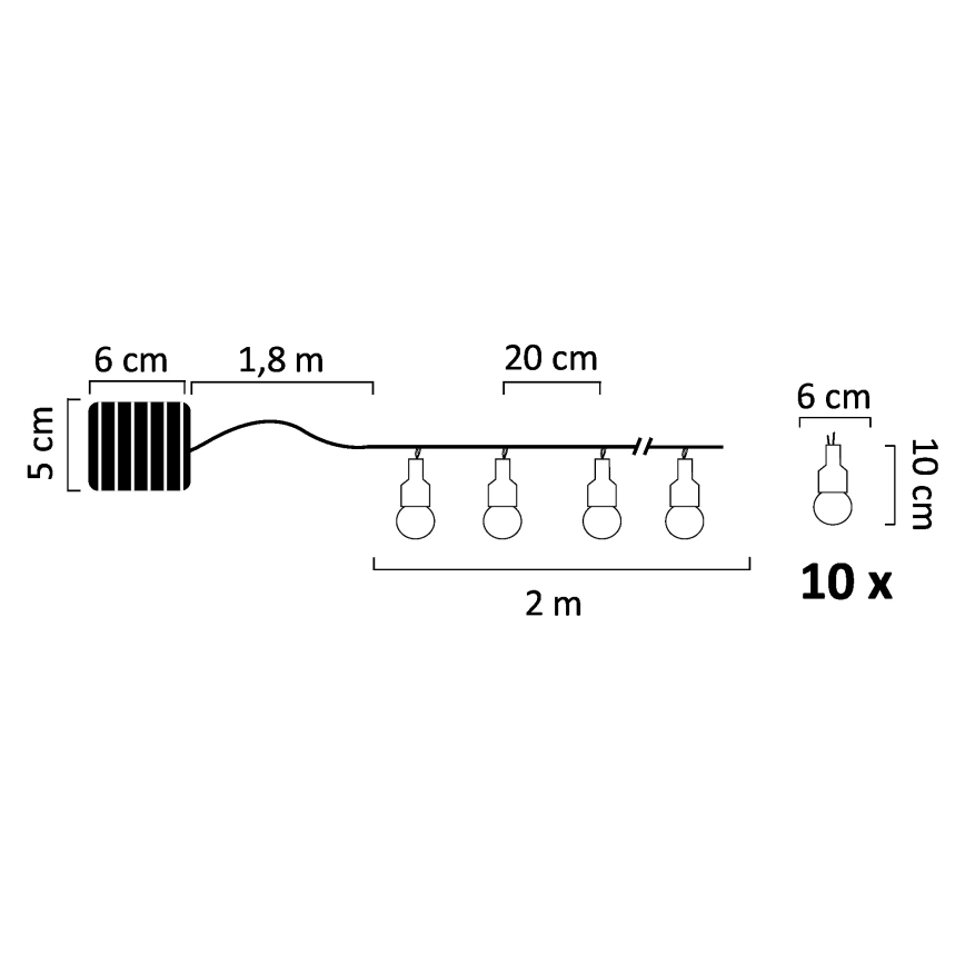 Soldrevet LED lyskæde PASTEL 10xLED/1,2V 3,8 m IP44