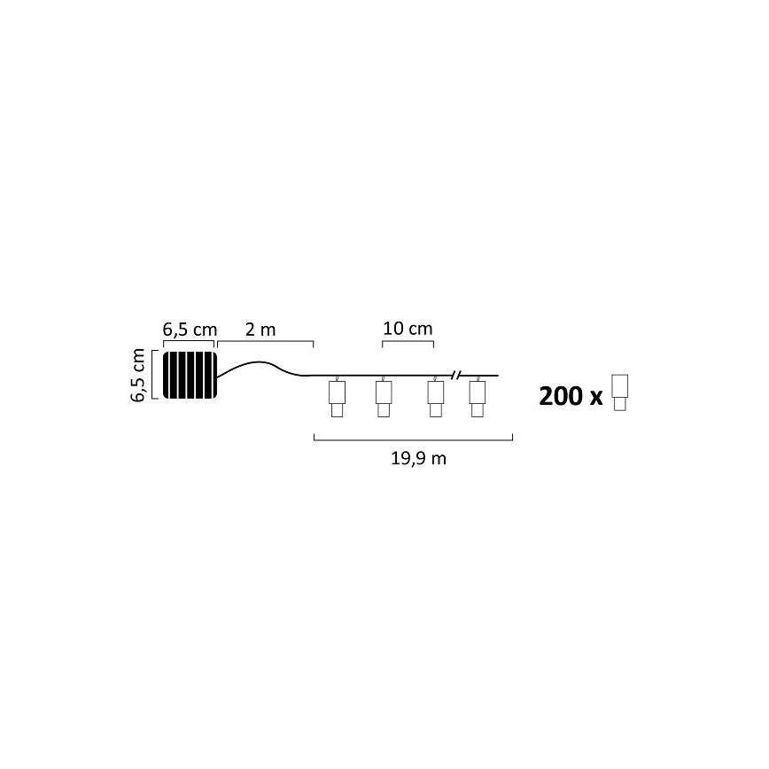 Soldrevet LED lyskæde SHINE 200xLED/1,2V 21,9 m IP44