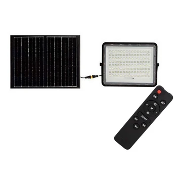 Soldrevet LED projektør LED/200W/3,2V 4000K sort IP65 + fjernbetjening