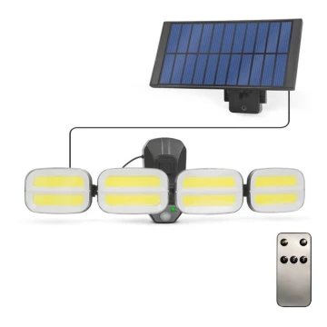 Soldrevet LED projektør med sensor 4xLED/2,5W/6V IP65 + fjernbetjening