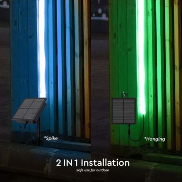 Soldrevet LED strip m. RGB-farver dæmpbar LED/1,2W/3,7V IP67 5 m + fjernbetjening