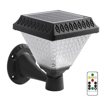 Soldrevet LED væglampe dæmpbar LED/0,8W/5,5V 3000/4000/6400K IP44 + fjernbetjening