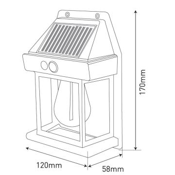 Soldrevet LED væglampe med sensor LANTER LED/1W/3,7V IP44 hvid