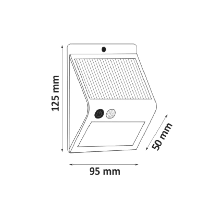 Soldrevet LED væglampe med sensor LED/2,2W IP44