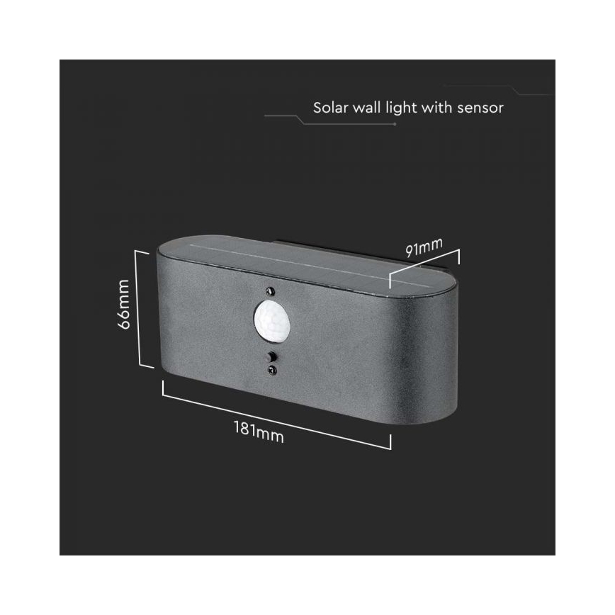 Soldrevet LED væglampe med sensor LED/2,5W/3,7V 3000K IP54