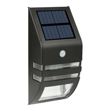 Soldrevet LED væglampe med sensor LED/3,7V IP44 sort