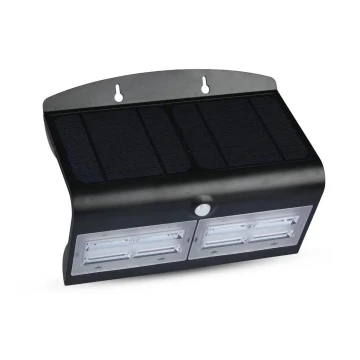 Soldrevet LED væglampe med sensor LED/7W/3,7V 4000K IP65 sort
