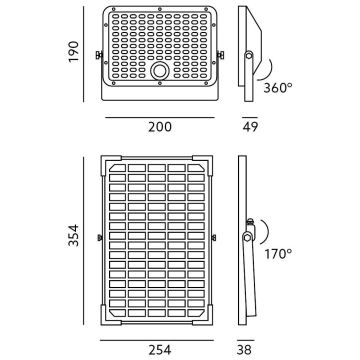 Soldrevet projektør med sensor LED/30W/6,4V 4000K IP65 + fjernbetjening