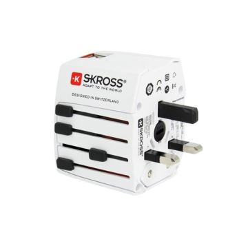 International rejseadapter 230V + 2x USB-porte