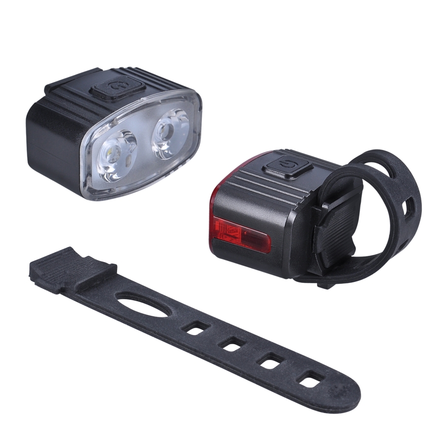 SÆT 2x LED Dæmpbar rechargeable bicycle lys 350mAh IP44 rød/hvid