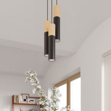 Loftlampe PABLO 1xGU10/40W/230V sort/bøg