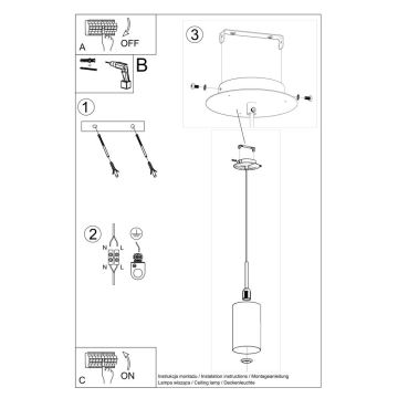 Pendel OTTO 1xE27/60W/230V diam. 15 cm sort