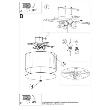 Loftlampe OTTO 5xE27/60W/230V diam. 50 cm sort