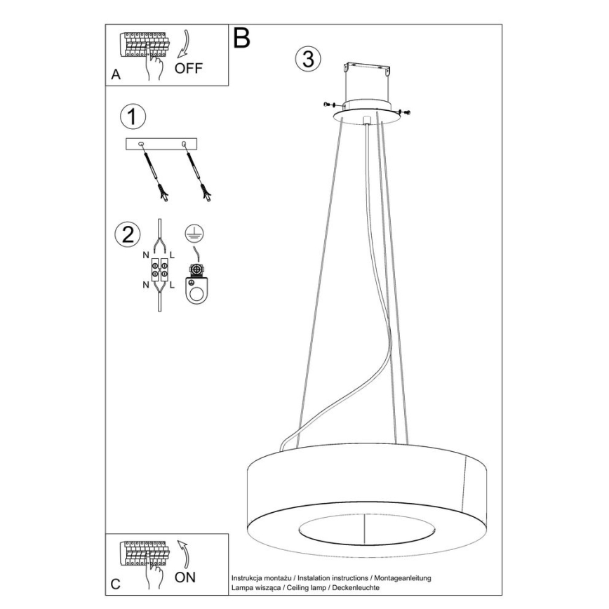 Pendel SATURNO SLIM 5xE27/60W/230V diam. 50 cm hvid