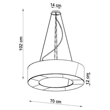 Pendel SATURNO SLIM 6xE27/60W/230V diam. 70 cm sort