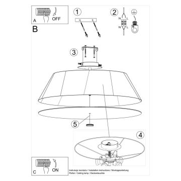 Loftlampe VEGA 5xE27/60W/230V diam. 60 cm hvid