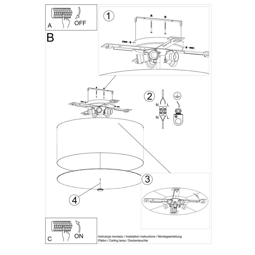 Loftlampe OTTO 5xE27/60W/230V diam. 60 cm sort