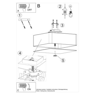 Loftlampe LOKKO 5xE27/60W/230V 55 cm hvid