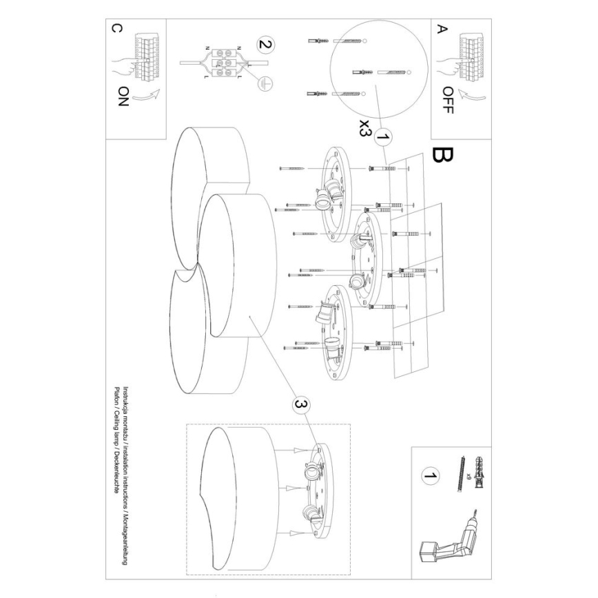 Loftlampe CIRCLE 6xE27/60W/230V hvid