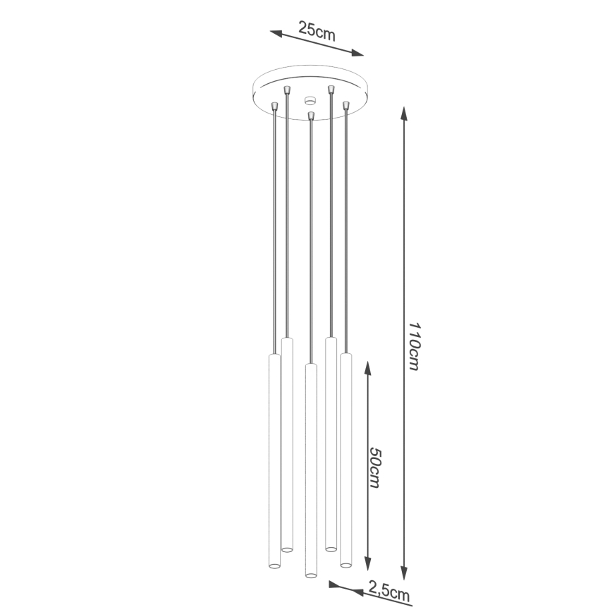 Pendel PASTELO 5xG9/8W/230V sort