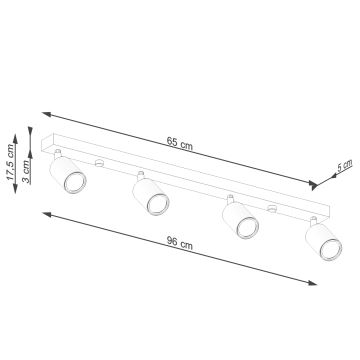 Spotlampe VERDO 4xGU10/10W/230V sort/bøg