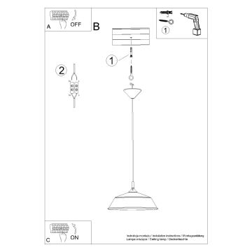 Pendel FRIKA 1xE27/15W/230V diameter 34 cm hvid