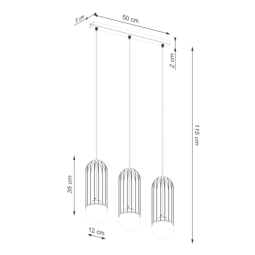 Pendel BRINA 3xG9/8W/230V hvid