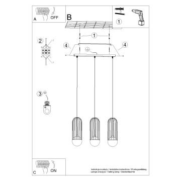 Pendel BRINA 3xG9/8W/230V sort