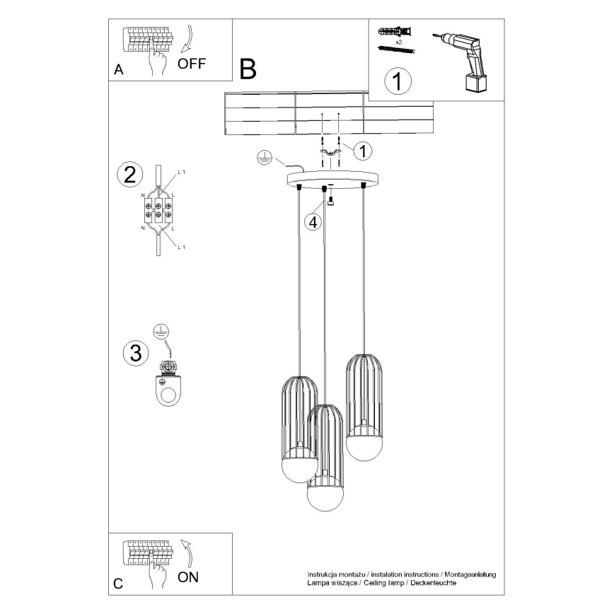 Pendel BRINA 3xG9/8W/230V sort