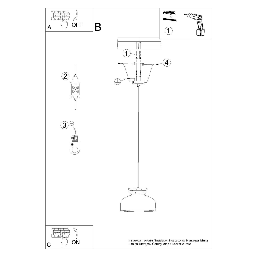 Pendel MARION 1xE27/15W/230V diameter 29,5 cm hvid