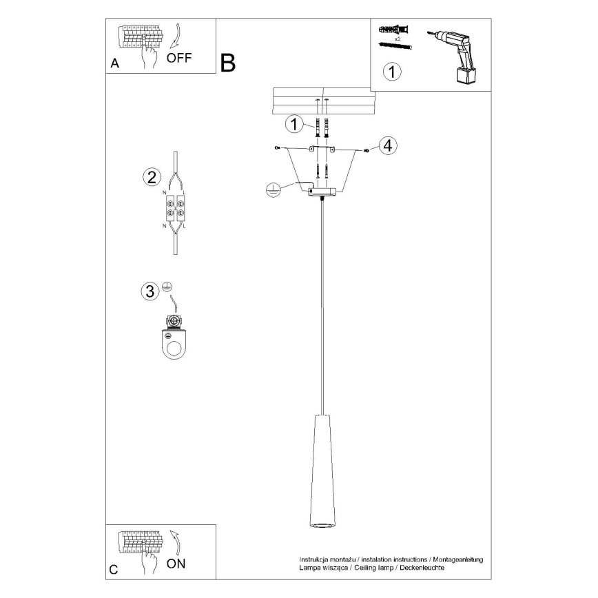 Pendel ELECTRA 1xGU10/10W/230V beton/sort