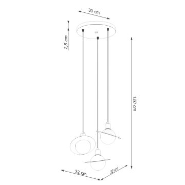 Pendel HYPERION 3xG9/8W/230V hvid