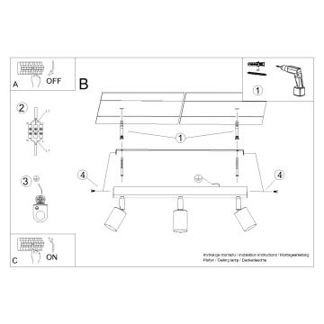 Spotlampe WINX 3xGU10/10W/230V sort/krom